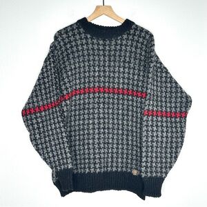 Runox Denmark Mens Sweater Vintage 100% Pure New Wool Nordic Houndstooth Sz XL